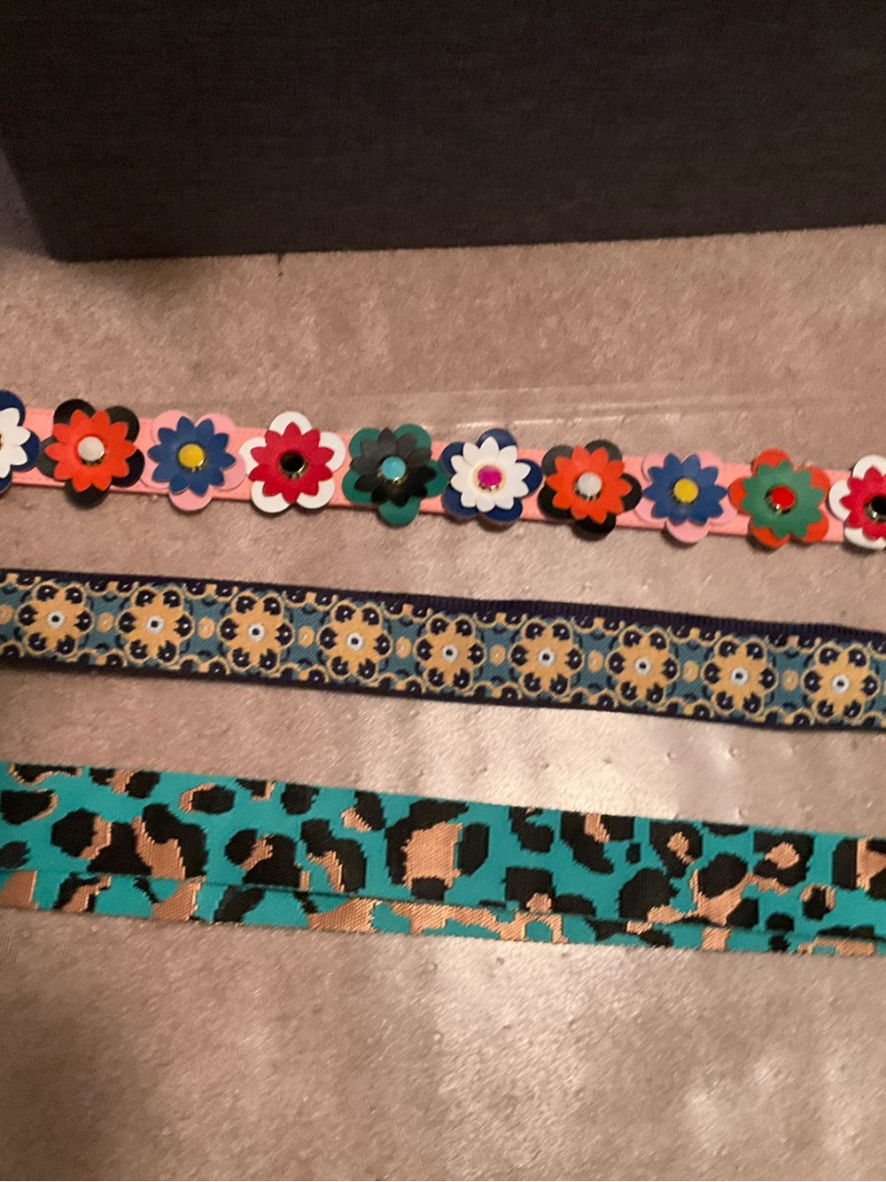 Set of 3 Decorative handbag straps - Floral, Geometric & Leopard Print